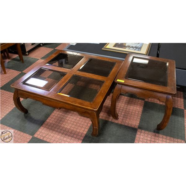 GLASS TOP COFFEE AND END TABLE SET