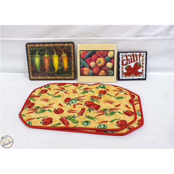 LOT OF ESTATE CHILI KITCHEN DECOR