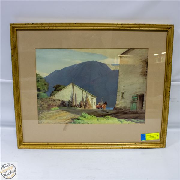 FRAMED PRINT EUROPEAN MOUNTAIN SCENE 16" x 20"