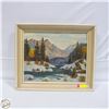 Image 1 : PAINTED EVENING SCENE ROCKY MOUNTAINS 16" X 20"