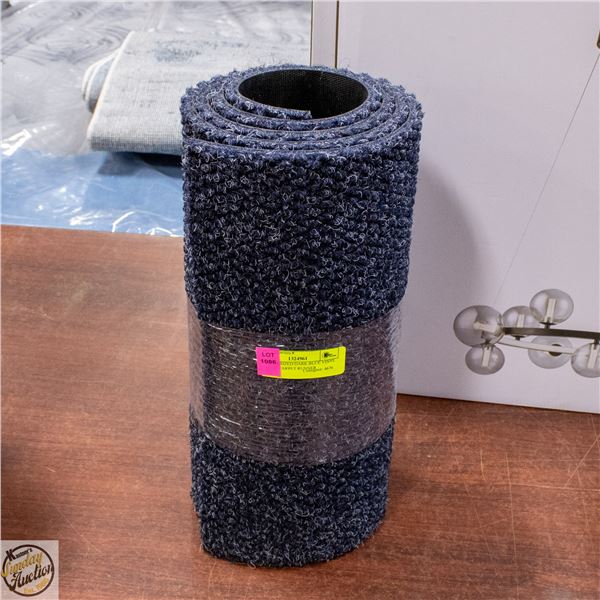 VARIOUS SIZED DARK BLUE VINYL BACKED CARPET RUNNER