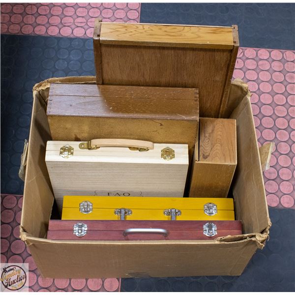 LOT SMALL WOODEN STORAGE CASES