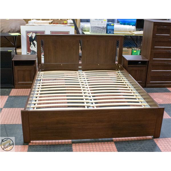 QUEEN SIZE BEDFRAME WITH TWO NIGHTSTANDS