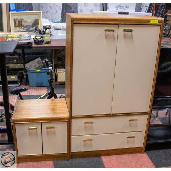54" TALL WHITE BEDROOM CABINET W/2 DRAWERS W-17"