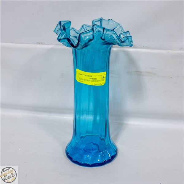 HAND BLOWN ART GLASS VASE H-12" WITH