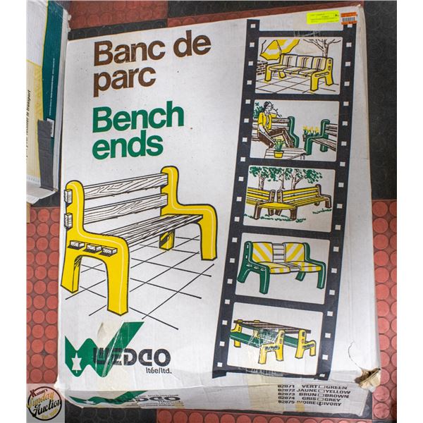 BENCH ENDS IN ORIGINAL BOX (FOR BUILDING A BENCH)