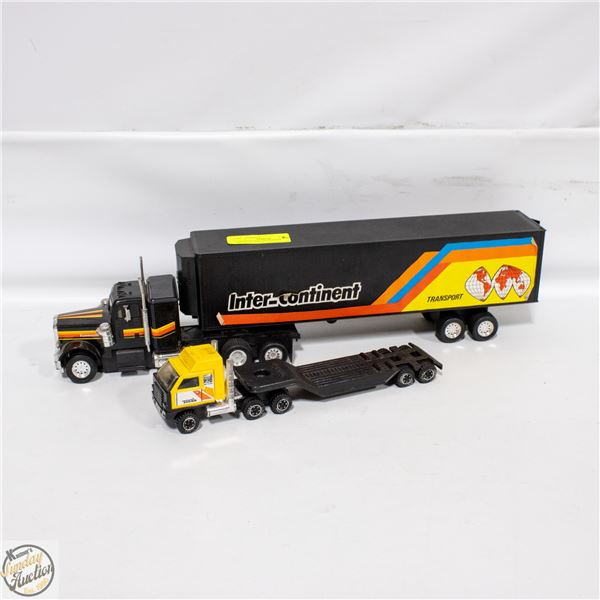 2 VINTAGE TOY TRANSPORT TRUCKS 1 TONKA