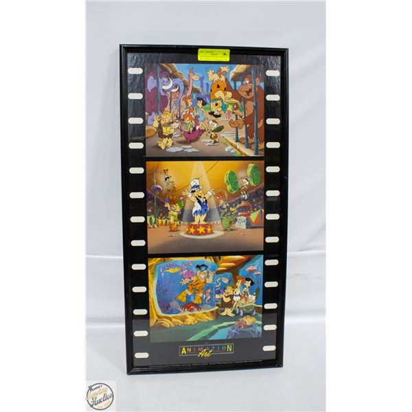 1993 THE FLINTSTONES ANIMATION ART FRAMED 14"X28"