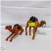 Image 1 : 2 VINTAGE LEATHER CAMEL FIGURINES