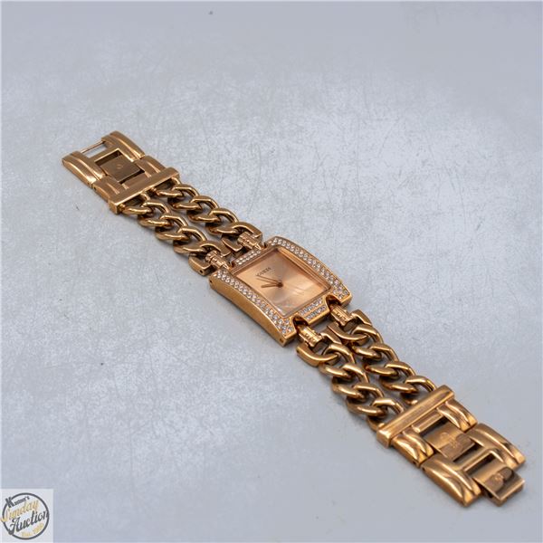 GUESS ROSE GOLD-TONE RHINESTONE WATCH