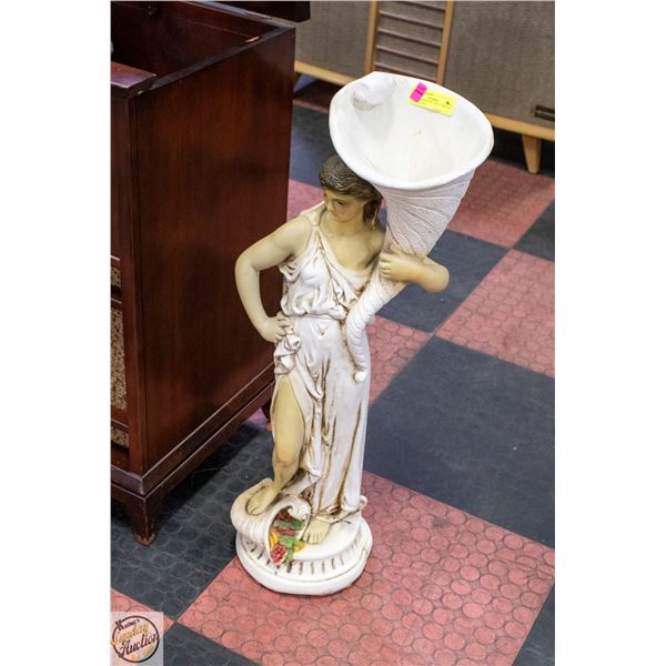 ESTATE STATUE OF LADY CARRYING CORNUCOPIA H-33"