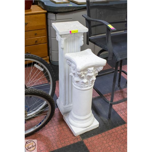 TWO WHITE ROMAN PLANT PEDESTALS
