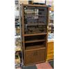 Image 1 : VINTAGE DARK BROWN CABINET WITH GLASS TOP