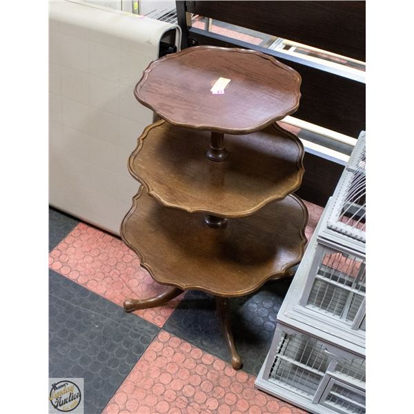 THREE TIER PIE CRUST MAHOGANY TABLE