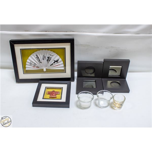 LOT OF 3D FRAMED ASIAN DECOR