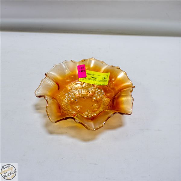VINTAGE ORANGE CARNIVAL GLASS DISH
