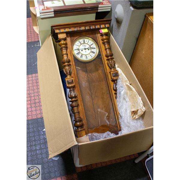 ANTIQUE GUSTAV BECKER GRANDFATHER WALL CLOCK