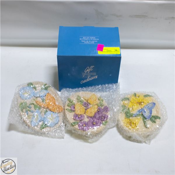 NEW SET IF 3 BUTTERFLY PLAQUES