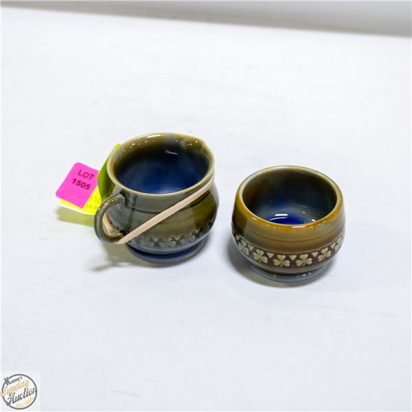 HAND MADE IRELAND CREAM AND SUGAR BOWL
