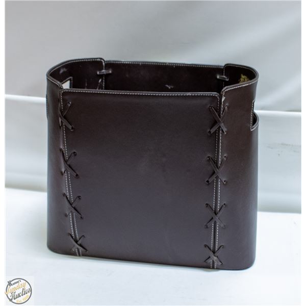 FAUX LEATHER STORAGE BIN WITH HANDLES