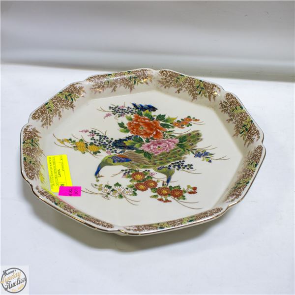 VINTAGE OTAGIRI PORCELAIN PEACOCK HEXAGON PLATE WI