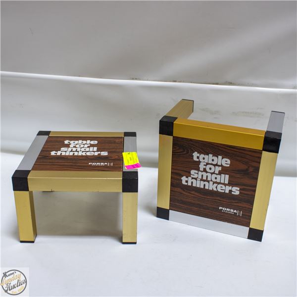 2 MINI TABLES PRINTED TABLE FOR SMALL THINKERS