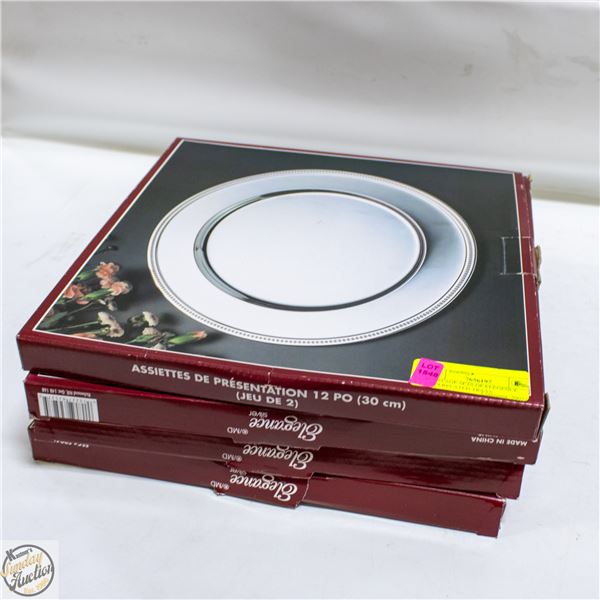 4 VINTAGE SETS OF ELEGENCE SILVERPLATED TRAYS