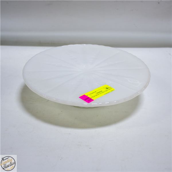VINTAGE MILK GLASS CAKE TRAY