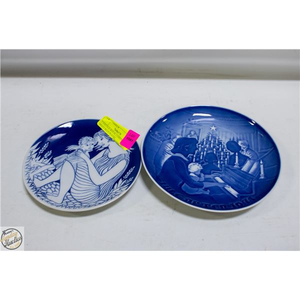 2 VINTAGE ROYAL COPPENHAGEN DELFT BLUE PLATES