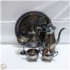Image 1 : VINTAGE SILVER PLATE TEA POT SET WITH TRAY