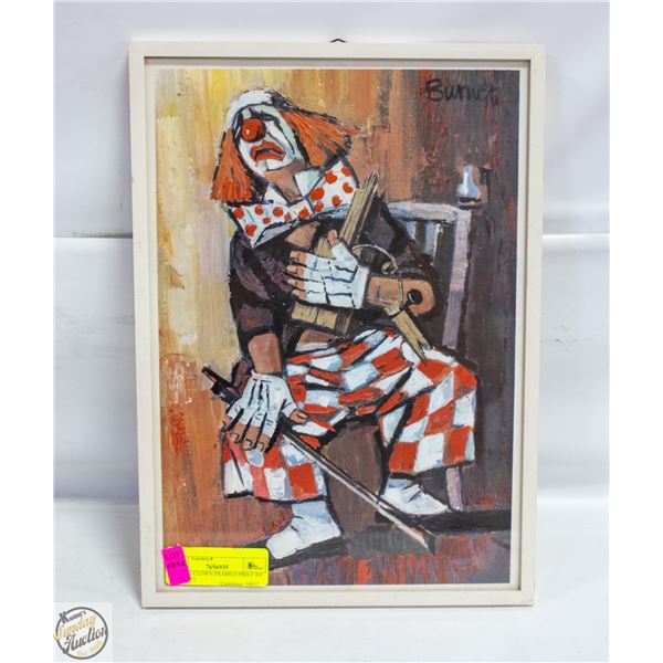 CRYING CLOWN FRAMED PRINT BY BURNETT 10.25" X