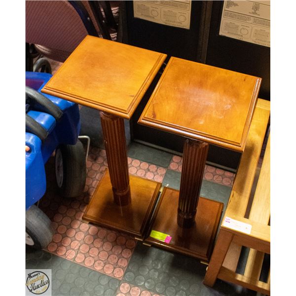 2 MATCHING WOODEN PEDESTAL STANDS H-27"