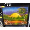 Image 1 : FRAMED ORIGINAL SUNSET PAINTING NATURE FOREST &