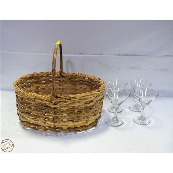 SET OF 3 CROOKED HANDLE WINE GLASSES
