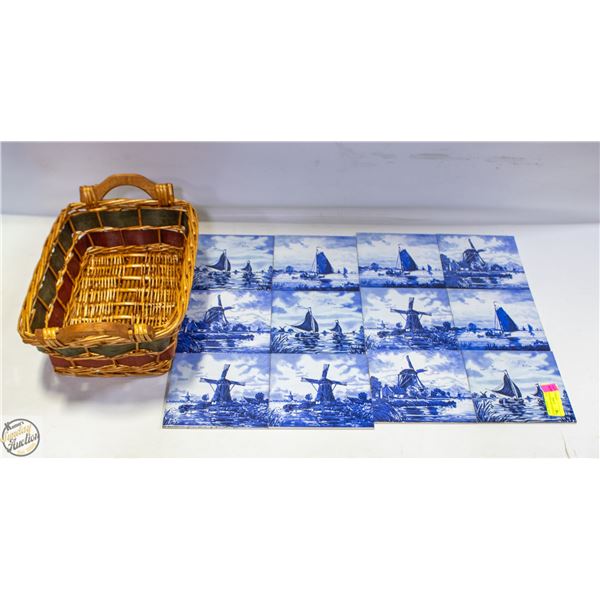 12 VINTAGE MOSA HOLLAND BLUE SCENE TILES