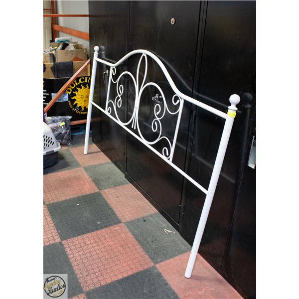 WHITE ORNATE METAL HEADBOARD