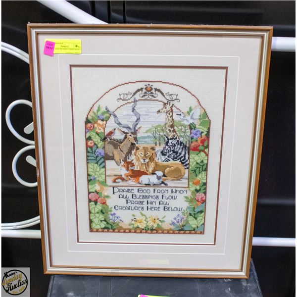 PRAISE GOD FRAMED EMBROIDERY
