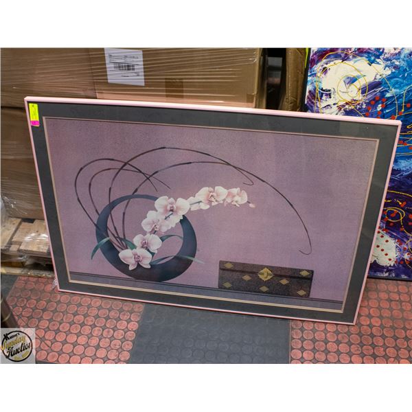 LARGE ASIAN ORCHID PRINT FRAMED 27.5" X 40"