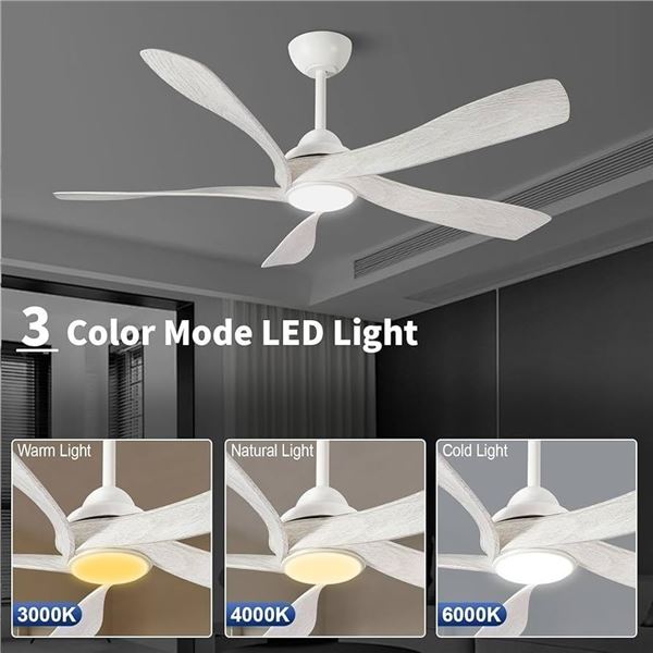 BRAND NEW MELKELEN WHITE CEILING FAN 52" W LIGHTS