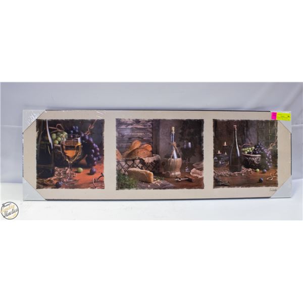 3-PANEL WINE-THEMED CANVAS WALL ART 12" X 36"