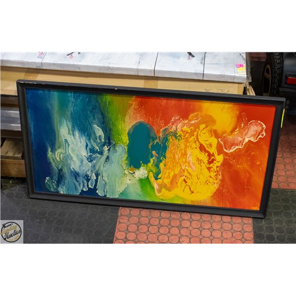 CANVAS PAINTING FRAMED WALL DECOR 18.5" X 35"
