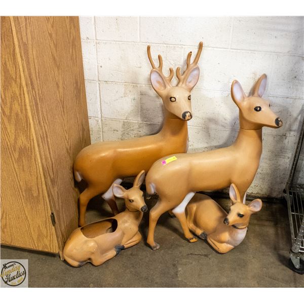 1989 FAMILY OF 4 DEER OUTDOOR GARDEN + YARD DECOR