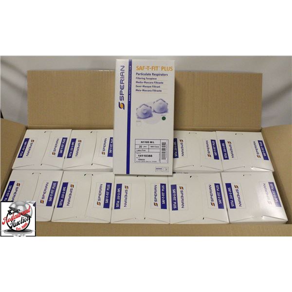 CASE OF 200 NIOSH SAFE-T-FIT PLUS MASKS- N95