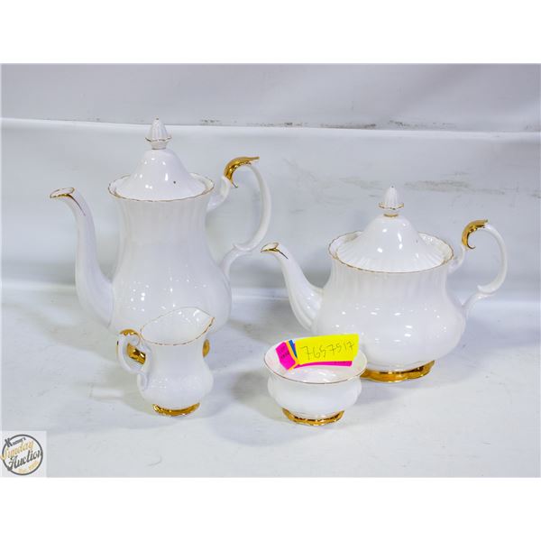 ROYAL ALBERT 6PC VAL D'OR CHINA SET(1 LID CHIPPED)