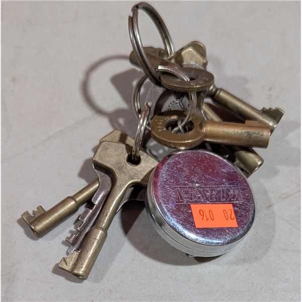 Assorted Skeleton Keys w/ KEY-BAK Retractable Key Reel