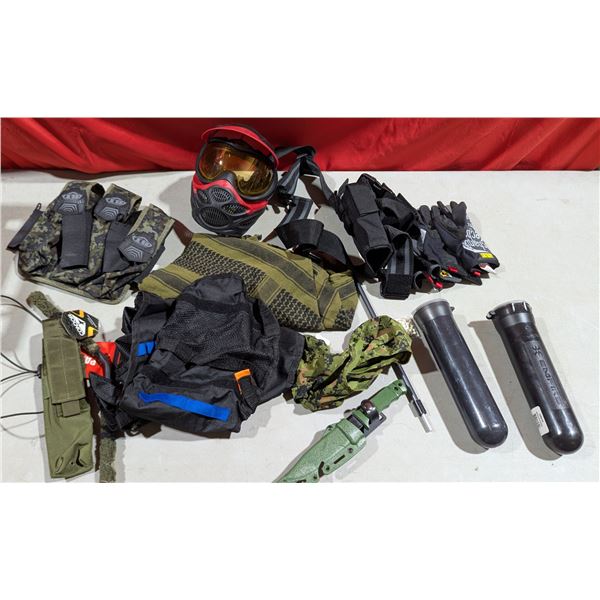 Lot of Paintball Gear w/ Full-Face Mask, Pod Harnesses, Gloves
