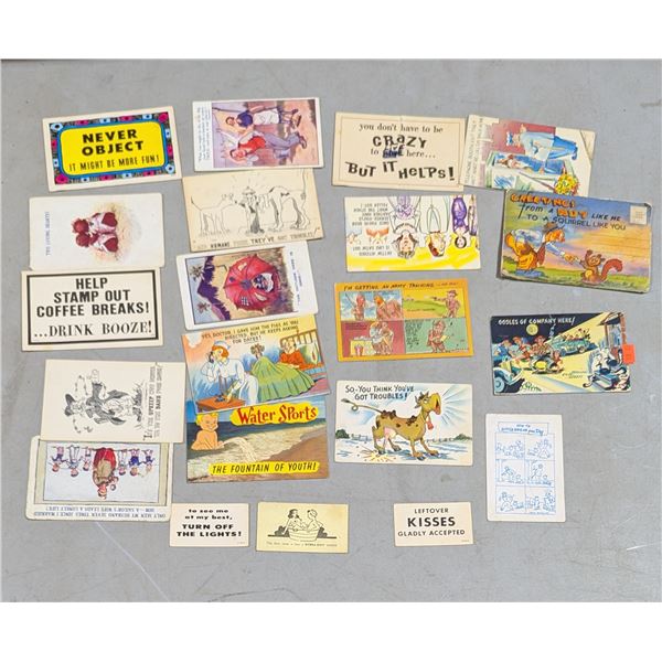 Lot of Assorted VTG Novelty, Humorous, & Joke Postcards