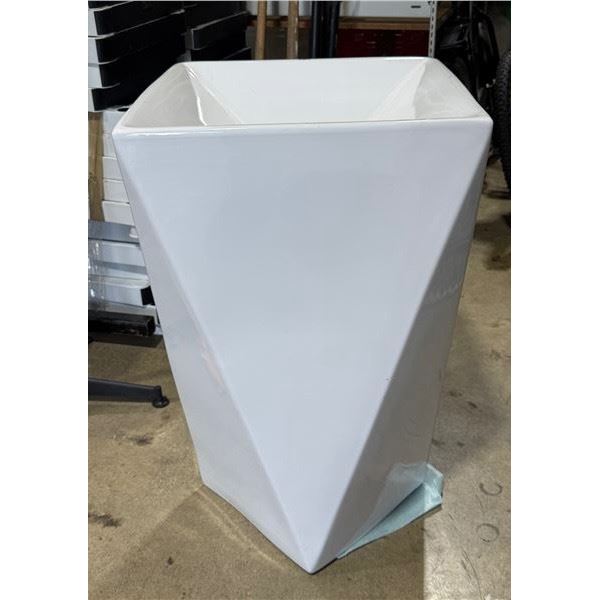 Modern Geometric Freestanding Ceramic Pedestal Sink