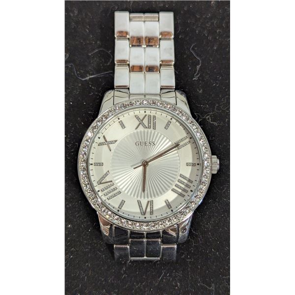 Guess Women's Crystal-Set Stainless Steel Wristwatch