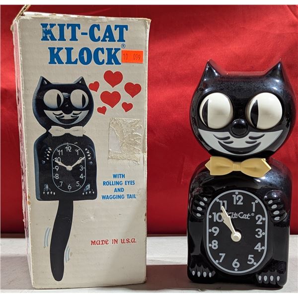 Kit-Cat Klock Black Animated Cat Wall Clock w/ Original Box